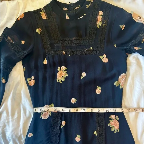 Reformation Sachi dress black size 2 Aphrodite floral - Picture 13 of 13